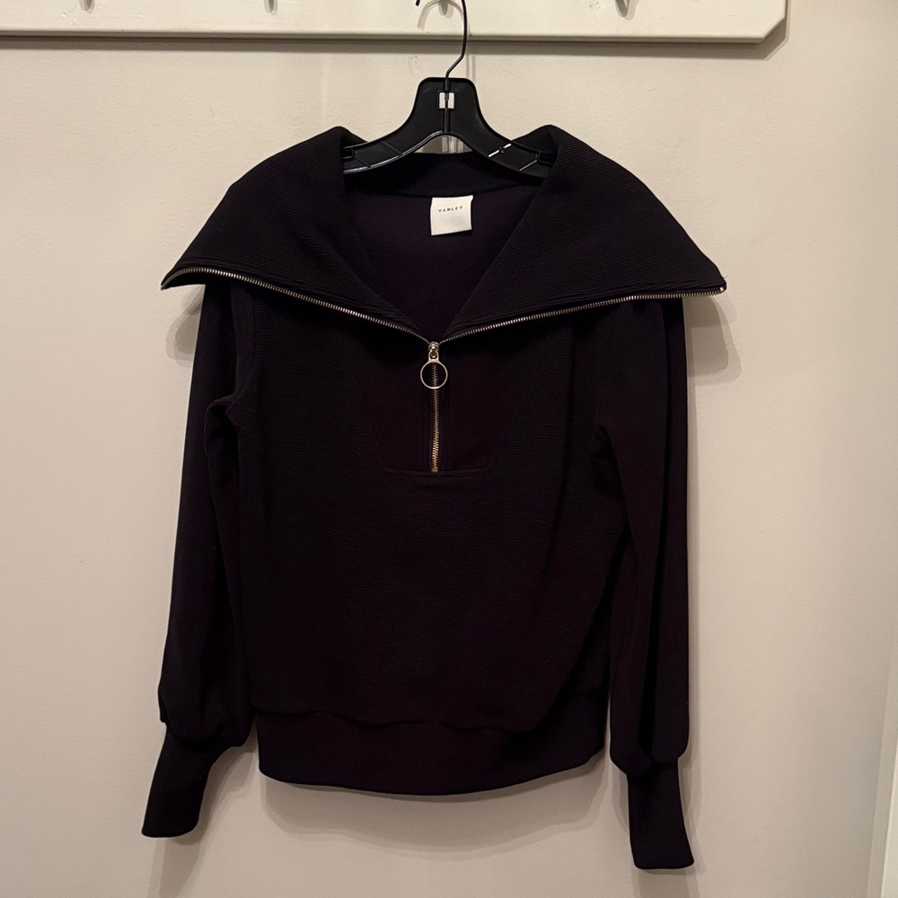 Varley Navy Wide-Collar Quarter-Zip Top